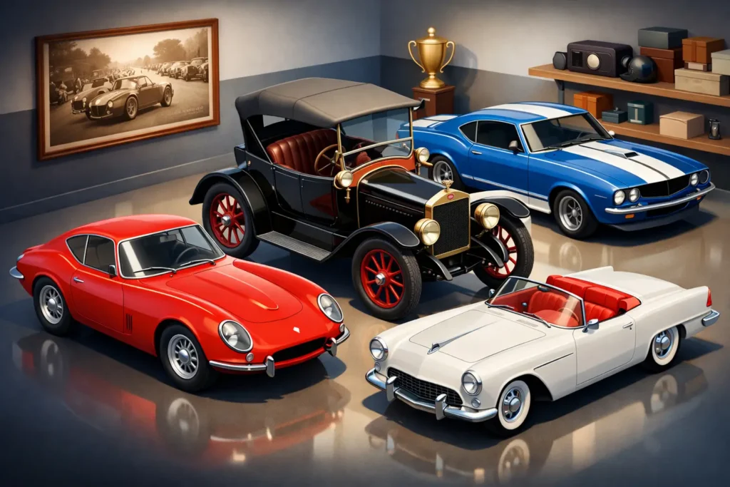 Colección de coches clásicos con historia viva